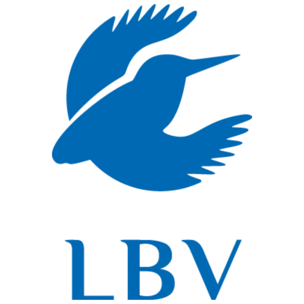 Logo mit blauem Vogel steht für: Landesbund für Vogel- und Naturschutz in Bayern e.V. (LBV)